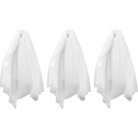 Lot de 3 fantômes suspendus pour Halloween, phosphorescents, à 2 niveaux, installation facile, fantômes volants pour décoration intérieure de fête (1/5)