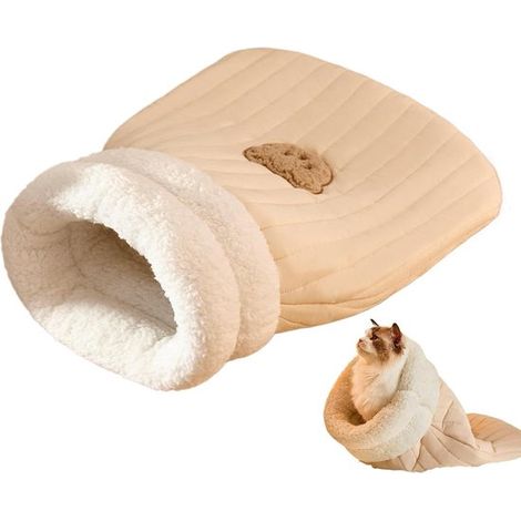 Saco de dormir para gatos - Cama para gatos - Suave y lavable - Bonito estampado de osito - Adecuado para gatos y mascotas pequeñas (1/5)