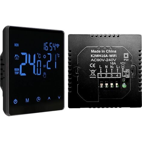 Thermostat intelligent Wi-Fi avec écran tactile LCD, programmable à la semaine et contrôlable via l'application Tuya pour chauffage au sol. Convient pour la maison, le bureau, l'école et l'hôtel.