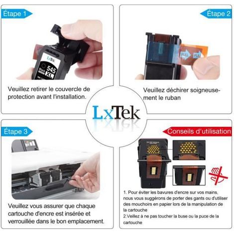545 546XL Cartouches d'encre Remanufacturées 2Pack Compatible canon PG-545/CL-546XL Compatible canon Pixma MX495 MX490 iP2800 (1/4)