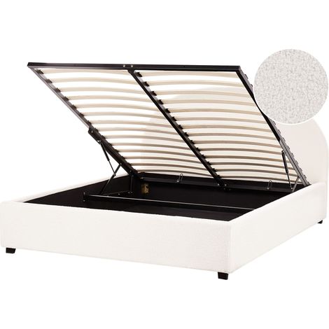 Letto matrimoniale contenitore minimalista bianco sporco 160 x 200 Vaucluse