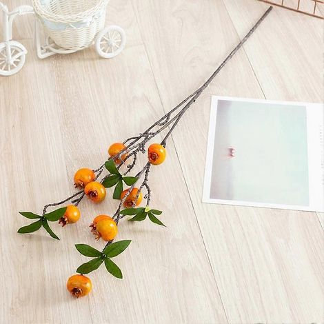 Nouvelle branche de grenadier avec feuilles, fleurs artificielles rouges, décoration pour la maison et le jardinjaune (1/5)