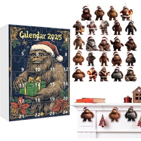 Calendrier de l'Avent Ornemental de Noël 2025,2D Décoration En Acrylique Singe Saisonnier - 24 Jours Singe Pendentif De Décompte - Pour Maison Mur Fenêtre Voiture Rétroviseur Adultes Vacances Fêtes (1/5)