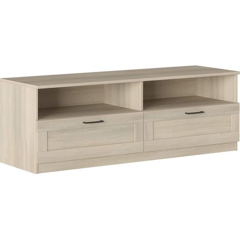Mueble TV 160x44,5x53,5 cm roble con dos cajones y dos compartimentos - Silvi