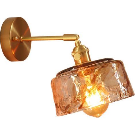 Lampe en Verre de Cristal Applique Murale en Verre créatif Chambre à Coucher Lampe de Chevet Minimaliste Cuivre Laiton Applique Murale Moderne Vintage Lampe de Chevet E27 Appliques dorées(Sans source (1/5)