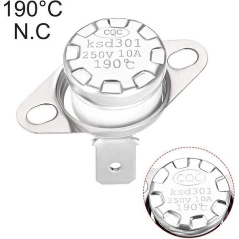 Thermostat KSD301 - Disque Snap Thermique - 190 °C Normalement Fermé - 250 V 10 A - Montage Sur Panneau - 5 Pièces (1/4)