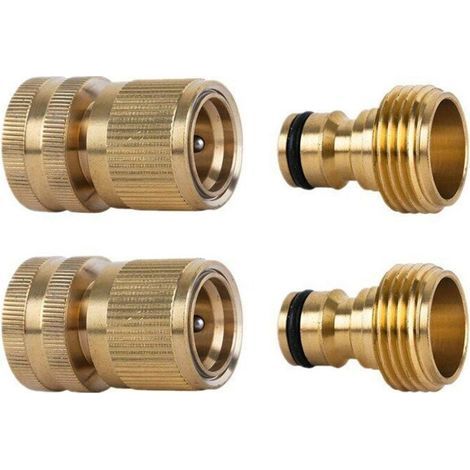 2 Ensembles de Raccord Tuyau d'Arrosage Laiton 12 mm,Adaptateur Robinet Tuyau Arrosage pour Jardin, Cuisine, Extérieur (1/4)