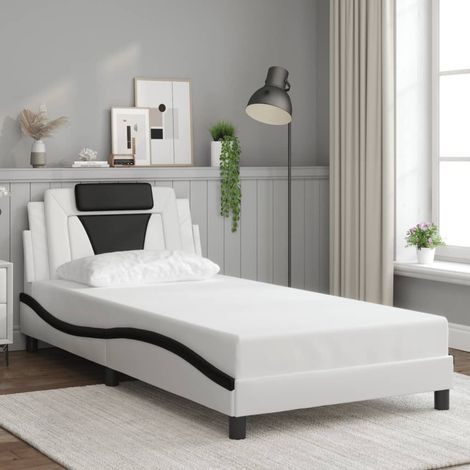Estructura de cama Viana sin colchón cuero sintético blanco y negro vidaXL (1/5)