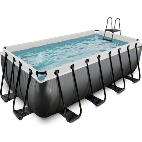 EXIT Black Leather Pool 400x200x122cm mit Filterpumpe - schwarz