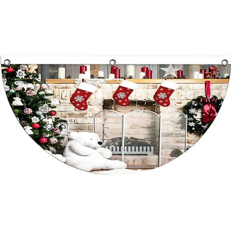 Weihnachtsfächer-Wimpelkette, rot, halbrund, zum Aufhängen, für Geburtstage, Jubiläen, Hochzeiten, Typ E (1/2)
