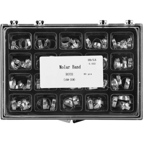 80-teiliges Set kieferorthopädischer Zahnspangen für Backenzähne, Zahnzubehör, Größen 16 bis 35 (1/5)
