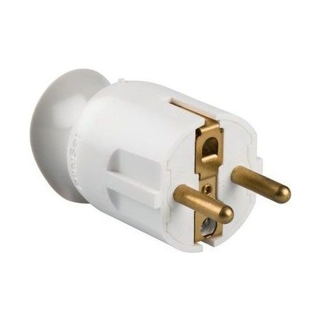 Legrand – Prise rotative 2P + TT 16A GSB blanche – Rotation 360° – Sortie câble droite ou latérale – Câble 3 x 1,5 mm² max.