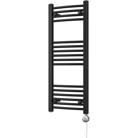 Zennor - Black Electric Towel Rail H1000mm x W400mm Curved 300w Thermostatic (1/3)