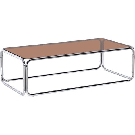 sweeek - Vintage Couchtisch aus verchromtem Stahl und gehärtetem Glas (1/4)