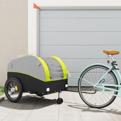 Remolque para bicicleta vidaXL, negro y verde, 45 kg, hierro