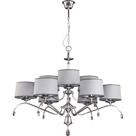 Lustre cristal chromé 9 lumières E27 Egida Jupiter (1/2)