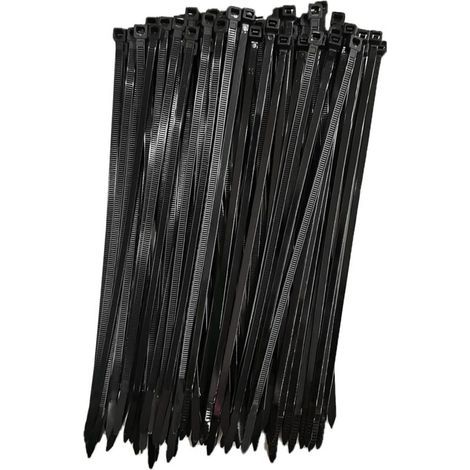 Colliers de serrage en plastique, 250 mm x 7,6 mm, colliers de serrage, Colliers de serrage en nylon Rilsan, colliers de serrage 250 mm, noir, set de 100 pièces (1/5)
