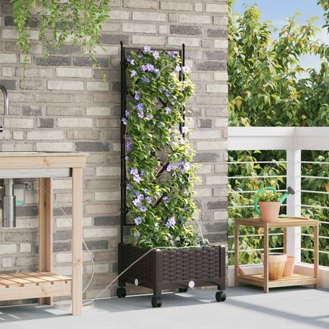 vidaXL Garten Blumenkübel mit Bewässerung und Rädern Braun PP (1/5)