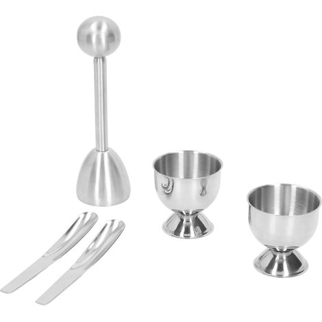 Ensemble de cuisson des œufs en acier inoxydable, coquetier avec cuillère, accessoire de cuisine indispensable à la maison (1/5)