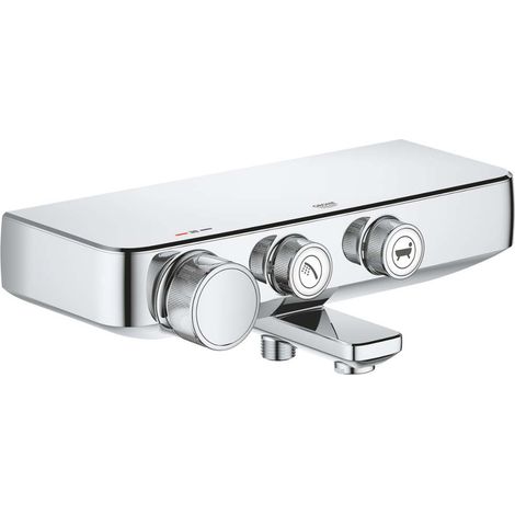 Mitigeur thermostatique bain/douche Grohtherm SmartControl – Technologie EcoJoy pour économie d'eau – Surface chromée GROHE StarLight