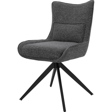 ML-Design Poltroncina sala da pranzo girevole a 360° imbottita con rivestimento in tessuto gambe in acciaio e piedini antigraffio regolabili sedia moderna per cucina soggiorno e salotto antracite (1/5)