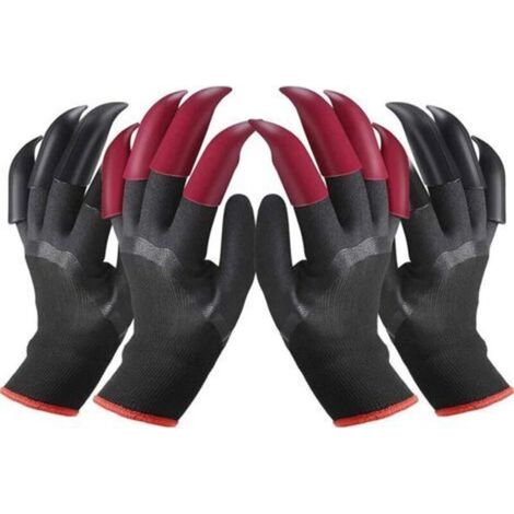 2 paires de gants de jardinage imperméables, taille 2611 cm, avec 8 griffes rouges/noires chacune, adaptées au creusement, au travail et au labeur à la ferme (1/5)