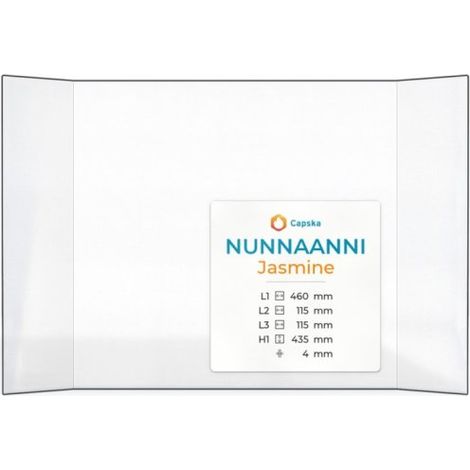 Vitre Nunnaanni JASMINE - Verre Prismatique pour insert - (115 + 460 + 115) x 435 mm (L2+L1+L3 x H1) - 4 mm