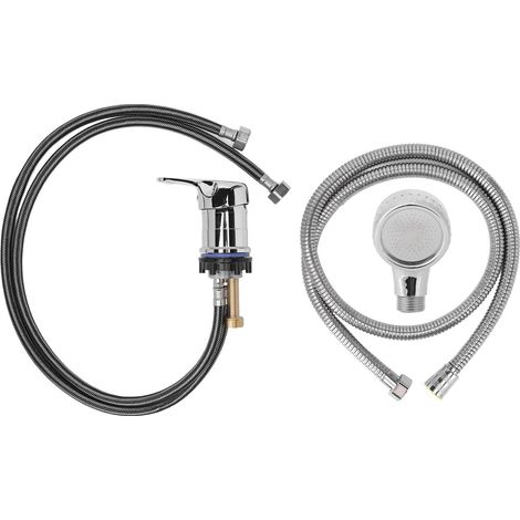 Ensemble robinet de lavabo pour shampoing, pommeau de douche avec flexible, alliage de zinc, remplacement professionnel pour salon de coiffure. (1/5)