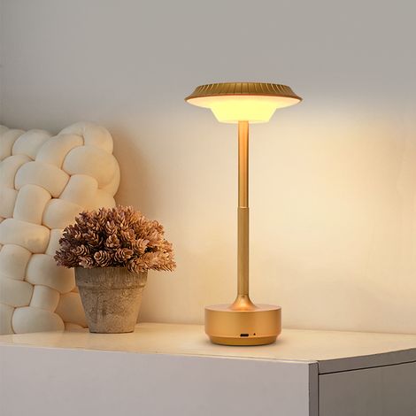 Lampe de table rétro sans fil petite, lampe de table rechargeable 3 couleurs, portable lampe pour comptoir de chambre à coucher (1/5)