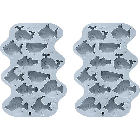 2 moules en silicone, formes animaux marins, pour chocolat et glaçons, résistant au froid et à la chaleur (1/5)