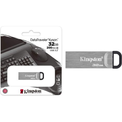 Kingston Usb 3.2 Datatraveler Kyson 32 Gb Metal Pendrive 200 Mb/s Dtkn/32gb