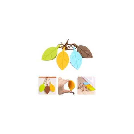 Porte stopper silicone - 4 pièces, Feuilles dessin animé flexible fenêtre/porte lanière jardin bureau maison - Protection (1/5)