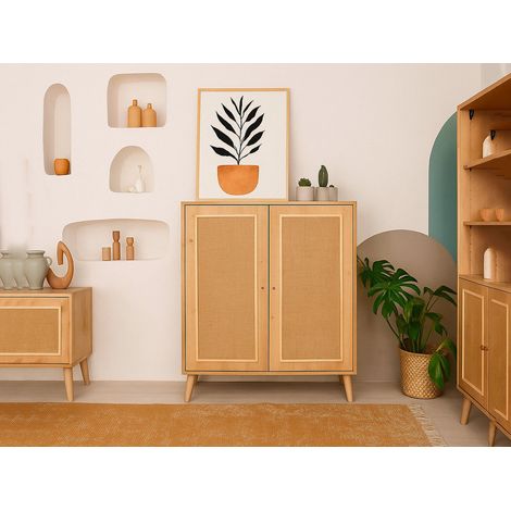 Dmora - Kommode Solaris, Wohnzimmerbuffet, Wohnzimmer-Sideboard, Moderne Küchen-Speisekammer, 90x40h110 cm, Eiche, mit verstärkter Verpackung (1/5)