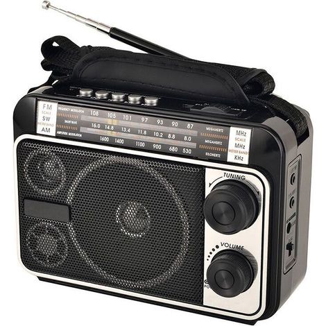 Radio a transistor AM/FM/SW1/SW2, alimentata a corrente alternata o a batteria, con altoparlante di grandi dimensioni e ricezione ottimale, di DEBUNS (1/5)