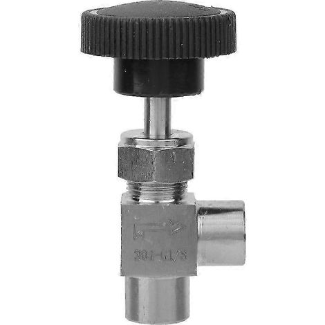 Vanne à aiguille à filetage femelle BSPP, vanne d'arrêt coudée en acier inoxydable 304 pour eau, gaz, fioul et carburant 1/8 (1/4)