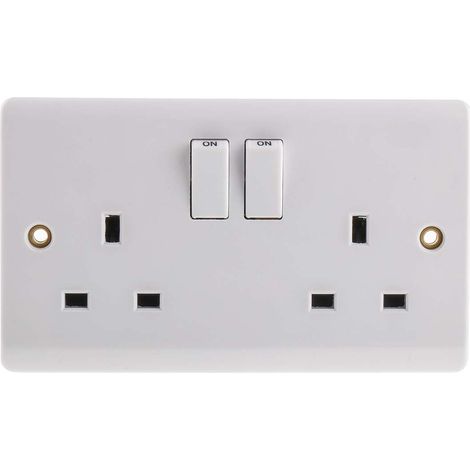 Rs Pro – Prise électrique double type G – Montage encastré avec interrupteur – 13A 230V c.a. – Matériau urée formaldéhyde – IP20 (1/3)