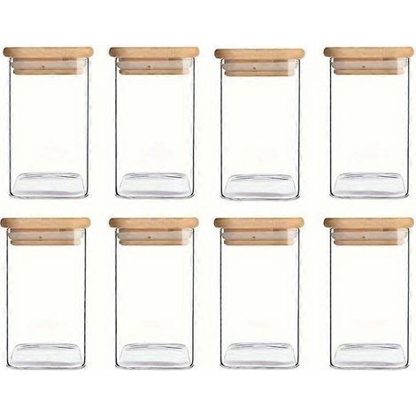 Glasbehälter mit luftdichten Bambusdeckeln – Aufbewahrungsgläser für Süßigkeiten und andere Leckereien, vielseitige, durchsichtige Behälter für Süßigkeiten, Lebensmittel und mehr. (1/5)