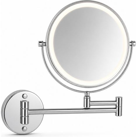 Wall-mounted LED Magnifying Cosmetic Mirror 3x Silver 8 inches (1/5)