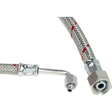 tecuro Universal - Ölschlauch mit SR 6 LLR (90° Rohrbogen) x 3/8 Zoll Überwurfmutter x 750 mm - konisch dichtend (1/4)