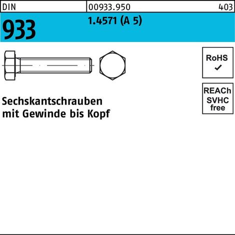 Sechskantschraube DIN 933 VG M10x 35 A 5 1 Stück (1/2)
