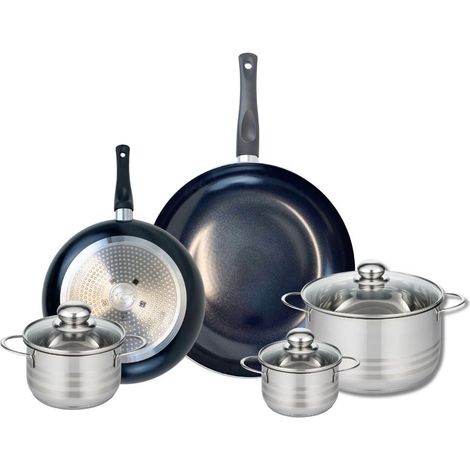 Ensemble de 2 Poêles de cuisson 24 et 32 cm et 3 faitouts 12, 14 et 24 cm Elo Prima Brillant (1/5)