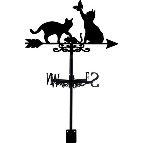 Girouette de Jardin Exterieur Girouettes Chats avec Papillon Animal Métal Girouette de Toit Jardin Direction Signe Girouette Extérieur Ferme Décoration Jardin Vent Outil de Mesure (1/4)