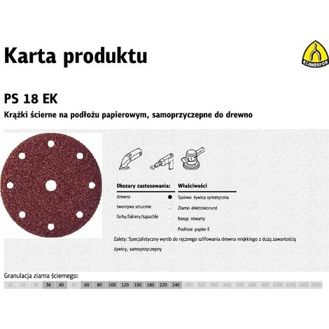 Disco abrasivo autoadhesivo Klingspor PS18EK, 150mm, grano 120, con 1 orificio, pack de 50 unidades, ideal para lijado fino en madera, metal y pintura, alto rendimiento.