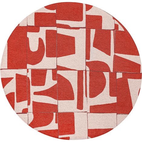Tapis de salon Papercut Craft Collection 140x140 cm - Rust - Design Moderne Bauhaus, Formes Déconstruites, Tangram, …quilibre Forme et Couleur