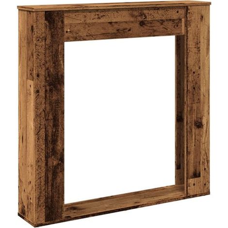 Manteau de cheminée en bois recyclé, 100 x 20 x 100 cm, bois d'ingénierie (1/5)