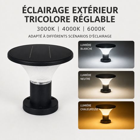 Borne d'éclairage solaire LED 7W pour pilier et muret extérieur IP65 réf 4499 42,5 × 22 × 44 cm 5,4 kg – Livraison gratuite