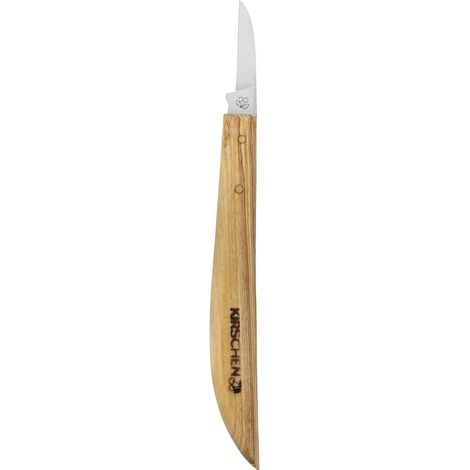 Couteau de sculpteur avec dos arrondi – Lame droite 20cm – Manche en hêtre blanc – Pour bois dur et teck – Kirsche