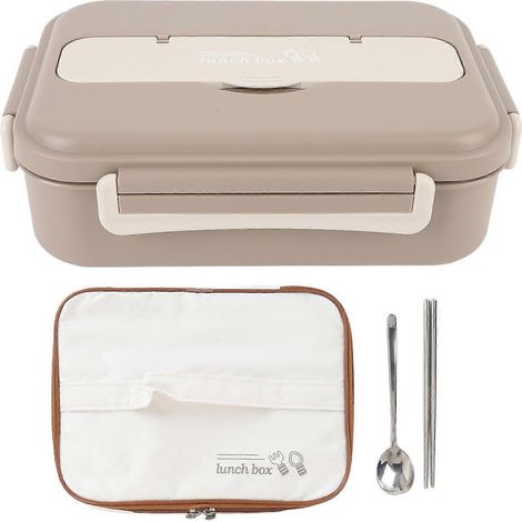 Lunchbox mit Isoliertasche, Besteck, 1000 ml, Edelstahl 316, unterteilt, tragbar