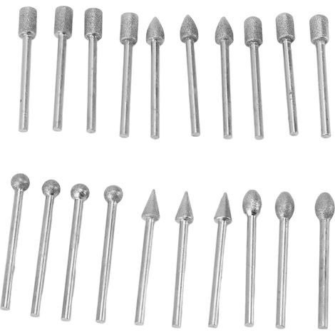 Ensemble de 20 pièces pour la sculpture sur pierre : fraises rotatives à tige de 3 mm pour verre, métal et pierre de jade. (1/5)
