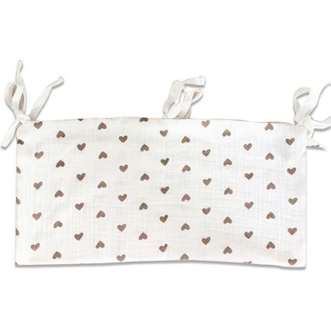 Organisateur de rangement suspendu pour berceau avec 2 poches en crêpe 100% coton (38 x 18 cm) (1/4)
